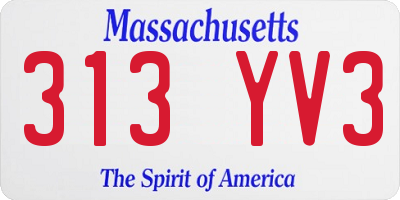MA license plate 313YV3