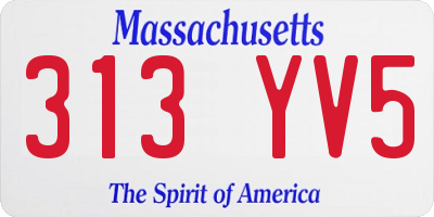 MA license plate 313YV5