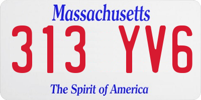 MA license plate 313YV6