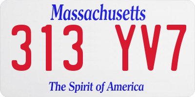 MA license plate 313YV7