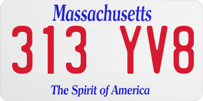 MA license plate 313YV8