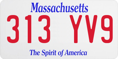 MA license plate 313YV9