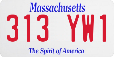 MA license plate 313YW1