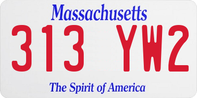 MA license plate 313YW2