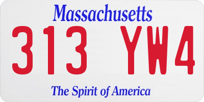 MA license plate 313YW4
