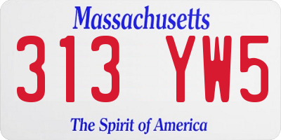 MA license plate 313YW5