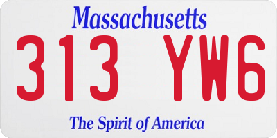 MA license plate 313YW6