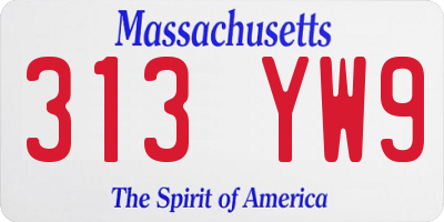 MA license plate 313YW9