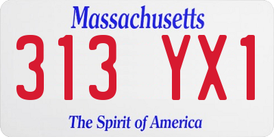 MA license plate 313YX1