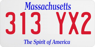 MA license plate 313YX2