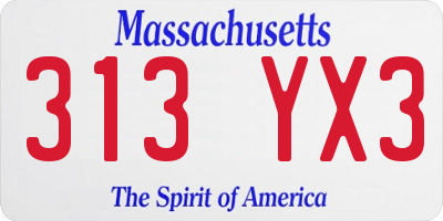 MA license plate 313YX3