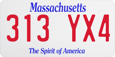 MA license plate 313YX4