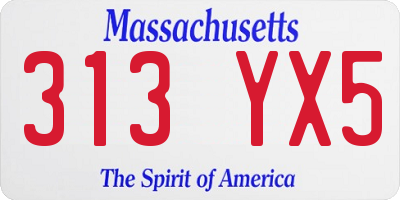 MA license plate 313YX5