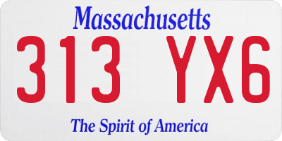 MA license plate 313YX6