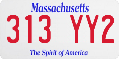 MA license plate 313YY2
