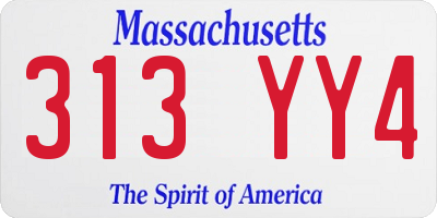 MA license plate 313YY4