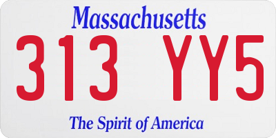 MA license plate 313YY5