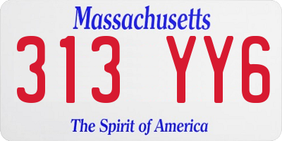 MA license plate 313YY6