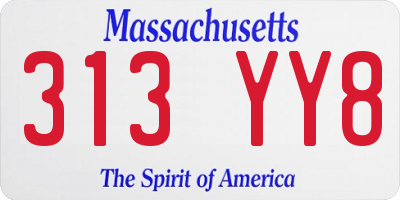 MA license plate 313YY8