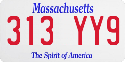 MA license plate 313YY9