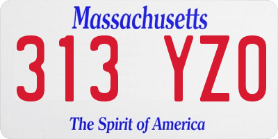 MA license plate 313YZ0