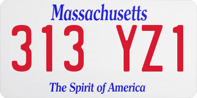 MA license plate 313YZ1
