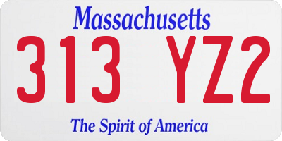 MA license plate 313YZ2