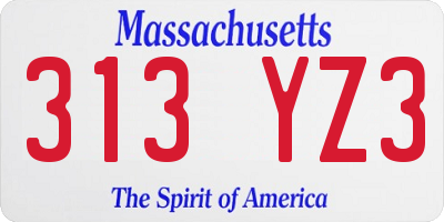 MA license plate 313YZ3