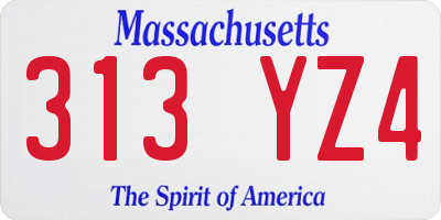 MA license plate 313YZ4