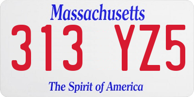 MA license plate 313YZ5