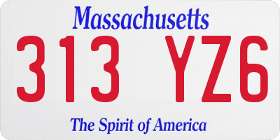 MA license plate 313YZ6