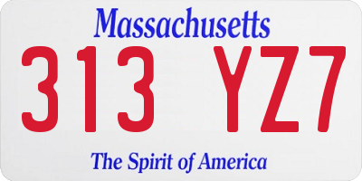 MA license plate 313YZ7