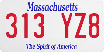 MA license plate 313YZ8
