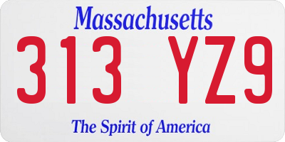 MA license plate 313YZ9