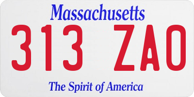 MA license plate 313ZA0