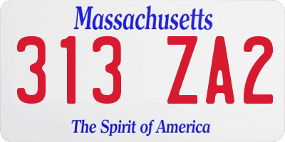 MA license plate 313ZA2