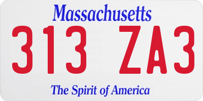 MA license plate 313ZA3