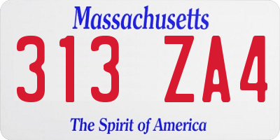 MA license plate 313ZA4