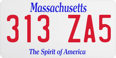 MA license plate 313ZA5