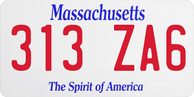 MA license plate 313ZA6