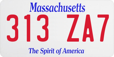 MA license plate 313ZA7
