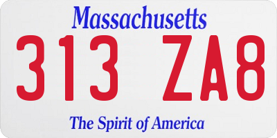 MA license plate 313ZA8