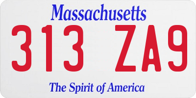 MA license plate 313ZA9