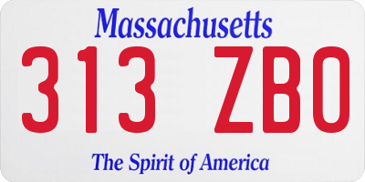 MA license plate 313ZB0