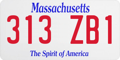 MA license plate 313ZB1