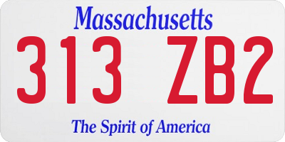 MA license plate 313ZB2