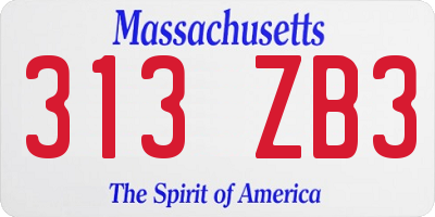 MA license plate 313ZB3