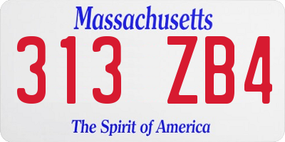 MA license plate 313ZB4
