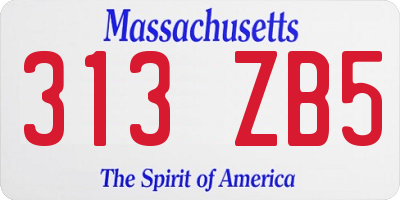 MA license plate 313ZB5