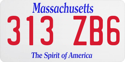 MA license plate 313ZB6